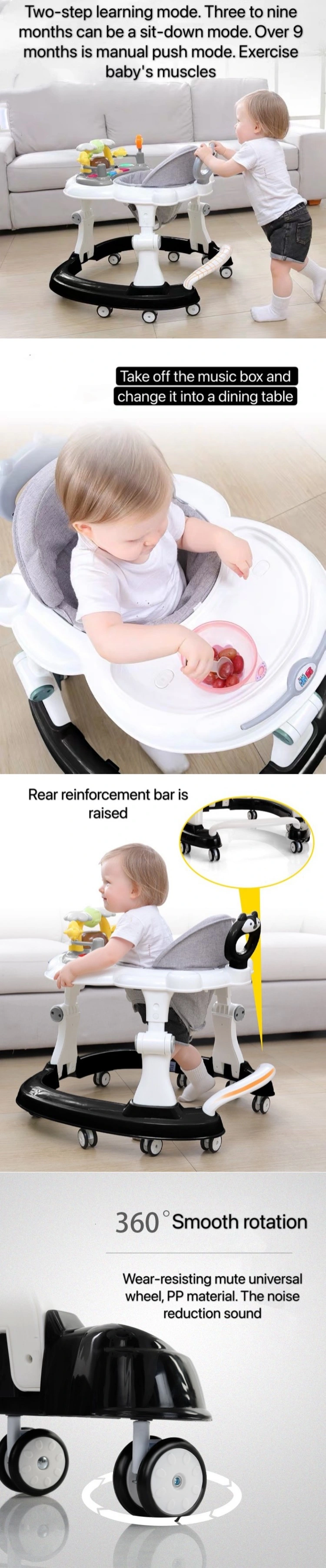 Baby Walker China/with Music and Light 360 Degree Rotating Baby Walker with Stopper / Unique Toys Baby Walker Wholesale