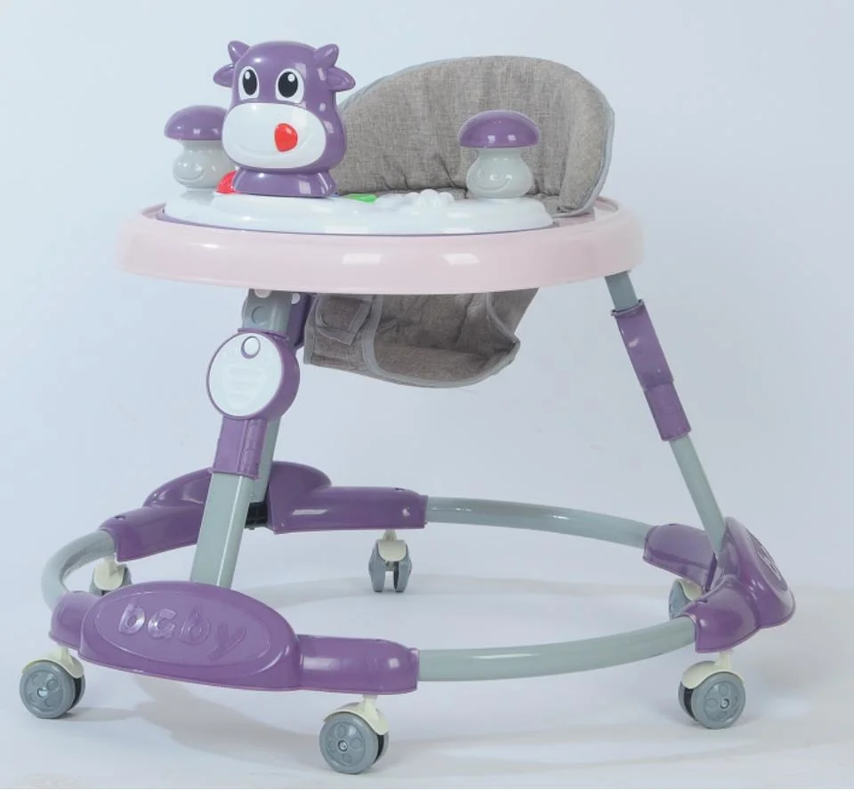 Simplicity Polyester Material Can Fold Multiple Colors Stainless Steel Frame Baby Walker